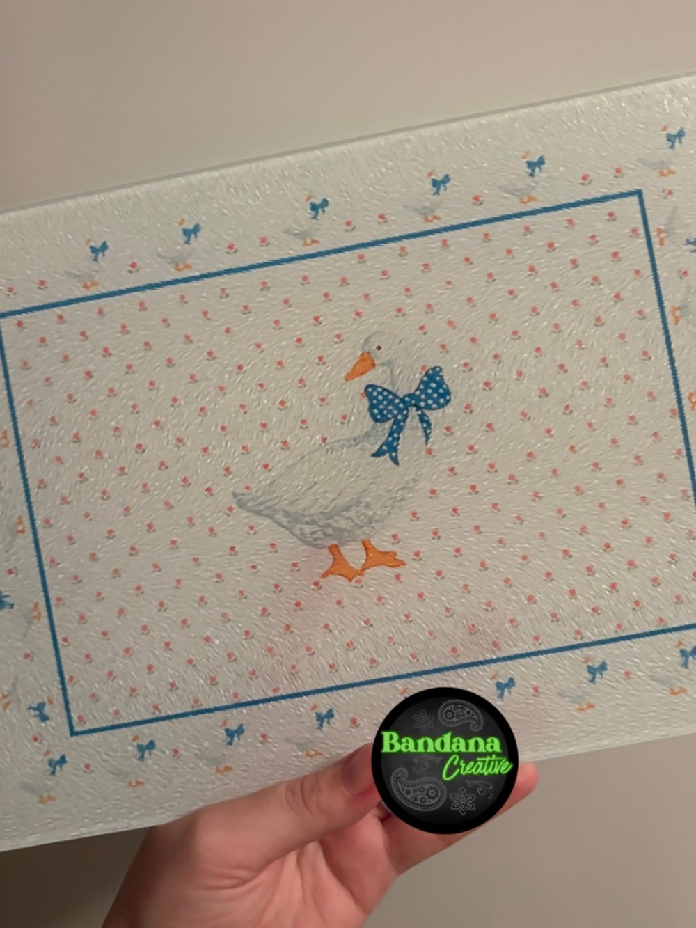 Vintage inspired aunt rhody goose cutting board - counter saver